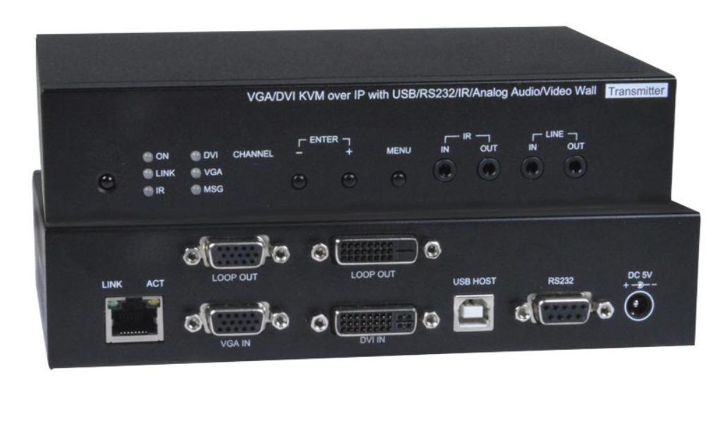 Extensor KVM VGA/DVI USB personalizado sobre IP com suporte para video wall